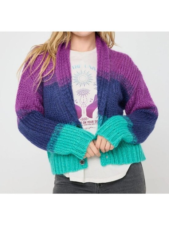 Spiritual Gangster Sweaters - Spiritual Gangster Royce Stripe Cardigan Women's Size Small in Multi New W/ Tag!